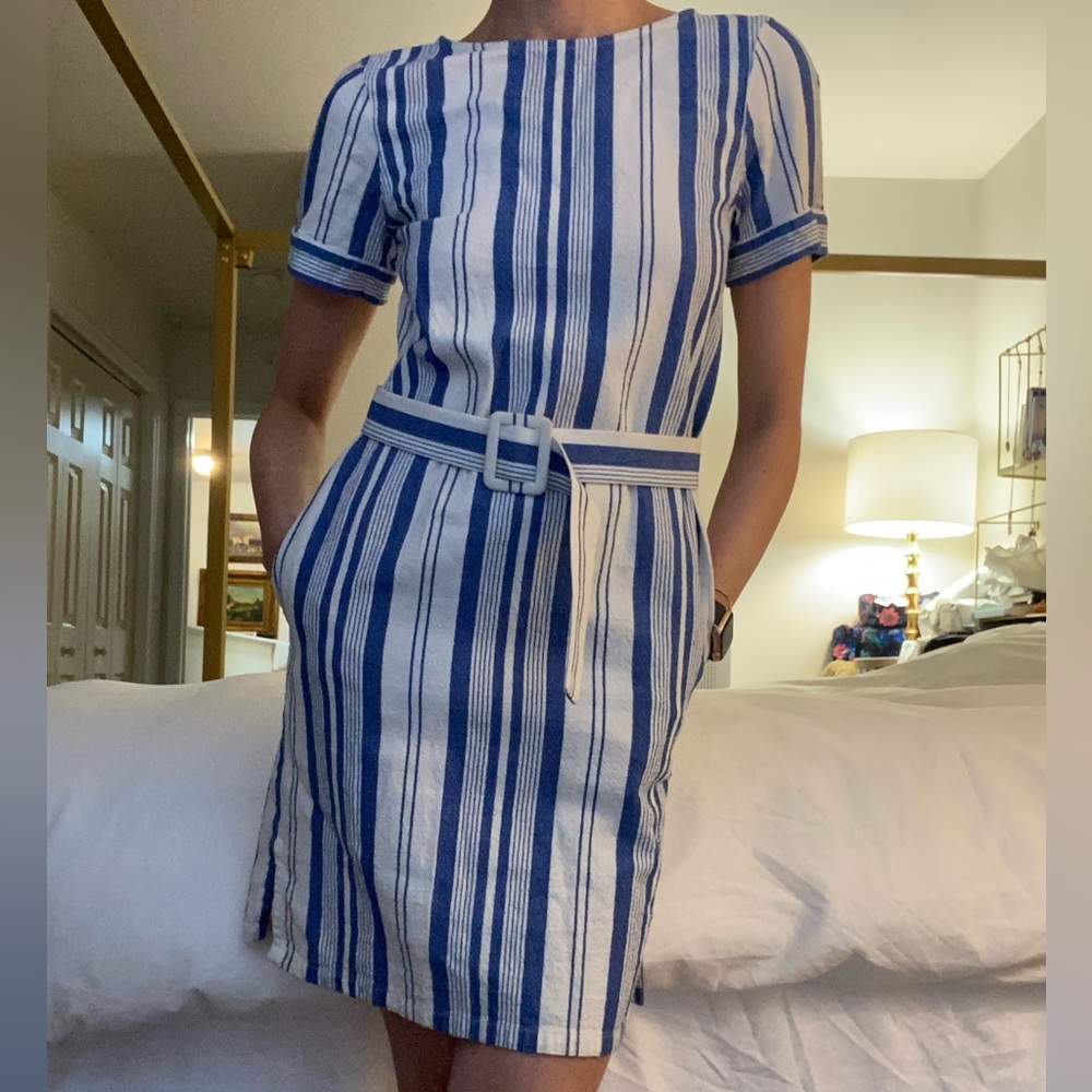 A.P.C. Blue and cream cotton spring/summer dress